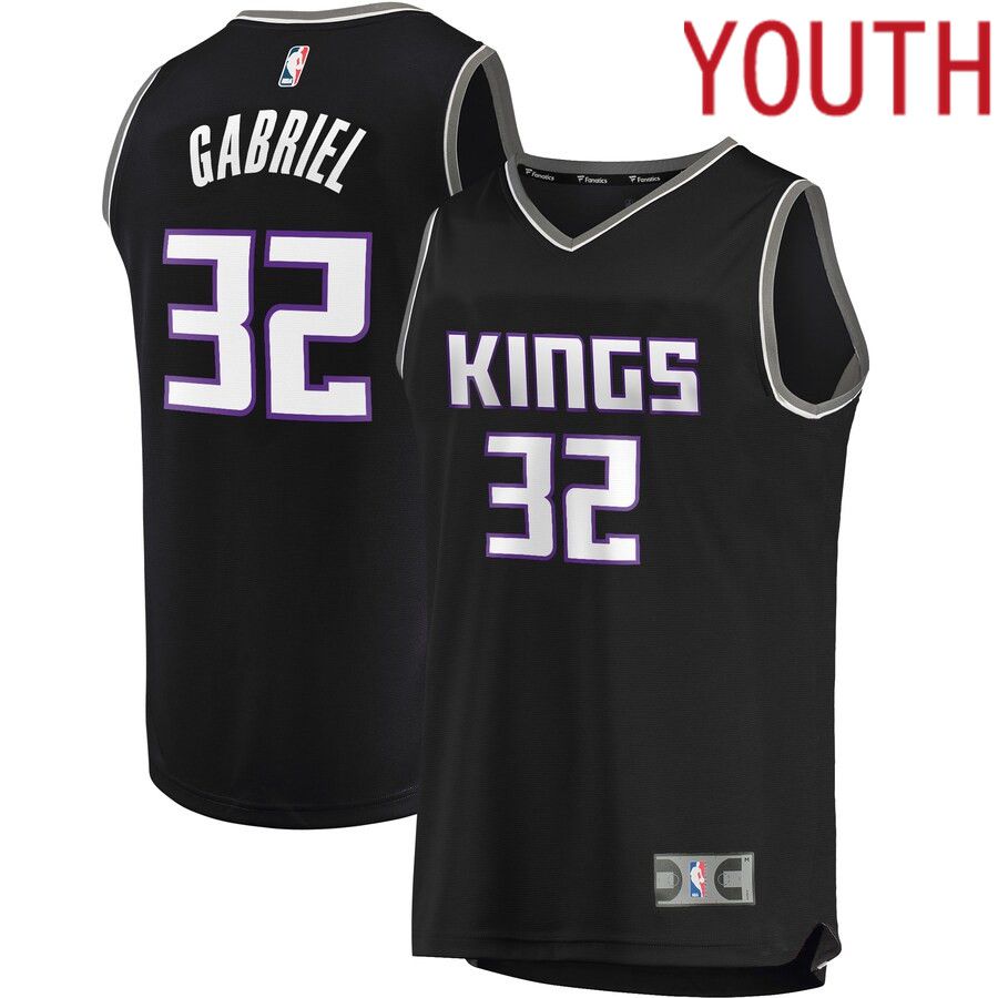 Youth Sacramento Kings 32 Wenyen Gabriel Fanatics Branded Black Fast Break Replica Player NBA Jersey